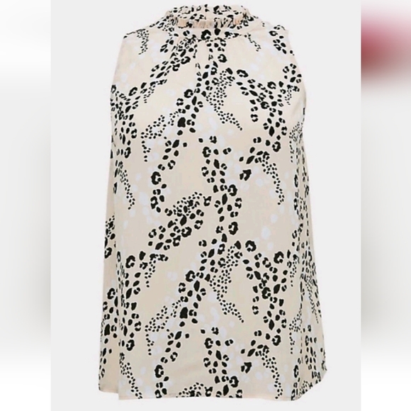 LIGHT PINK LEOPARD GEORGETTE MOCK NECK SLEEVELESS BLOUSE - Picture 4 of 8